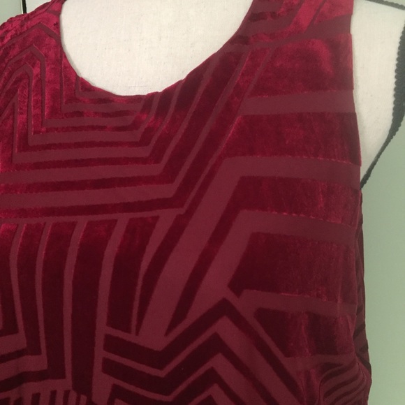 ANTHROPOLOGIE deep ruby red velvet flocked tank top, size XL - Picture 5 of 10